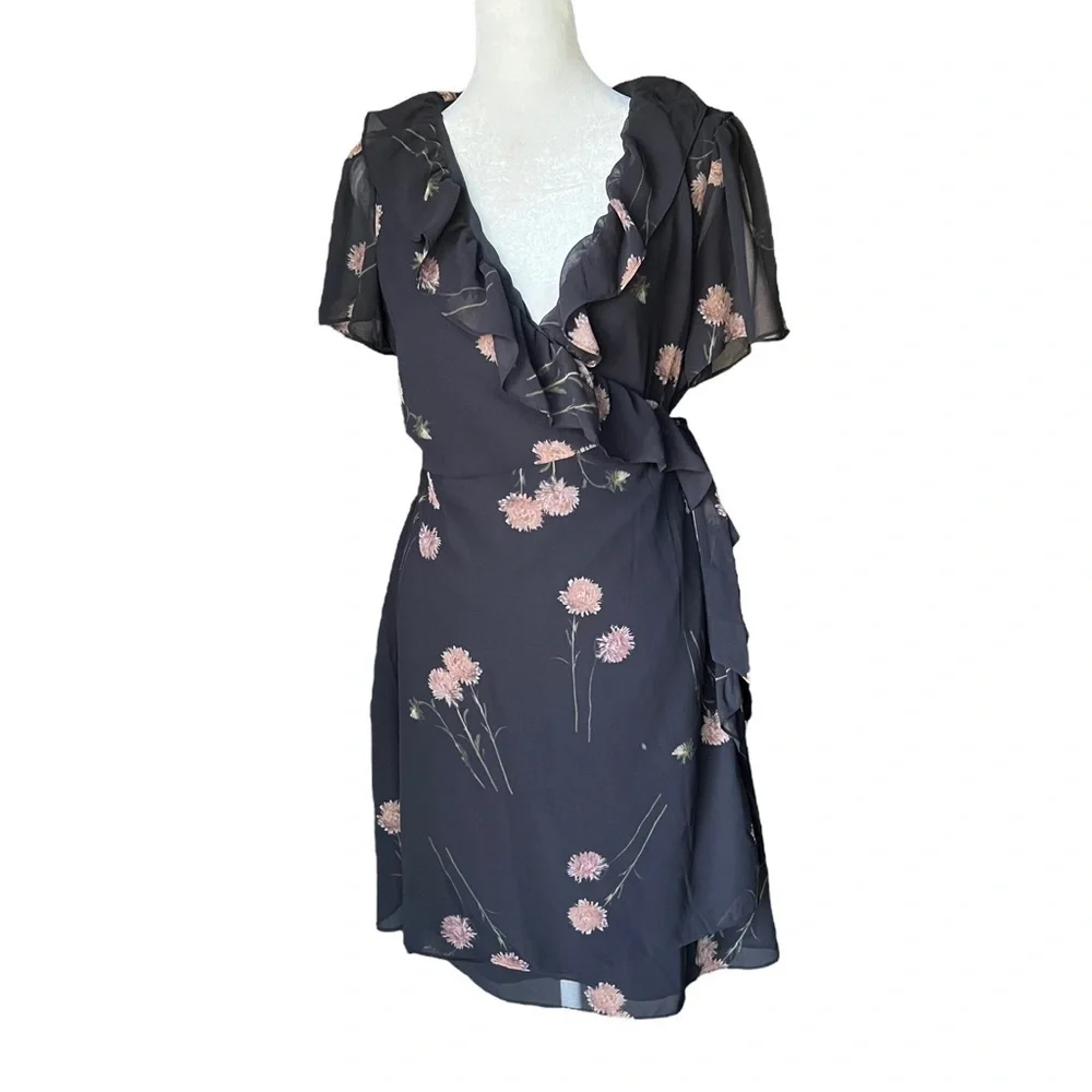 MADEWELL Georgette Ruffle-Wrap Mini Dress in Aster Portrait - Picture 5 of 10